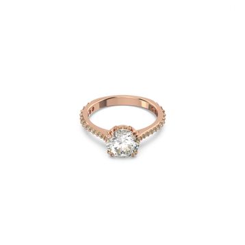 Swarovski 5642646 60 Constella Round Pave Princess Cut Beyaz Pembe Altın Rengi Kaplama Yüzük