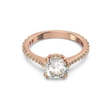 Swarovski 5642646 60 Constella Round Pave Princess Cut Beyaz Pembe Altın Rengi Kaplama Yüzük