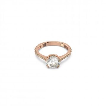 Swarovski 5642646 60 Constella Round Pave Princess Cut Beyaz Pembe Altın Rengi Kaplama Yüzük