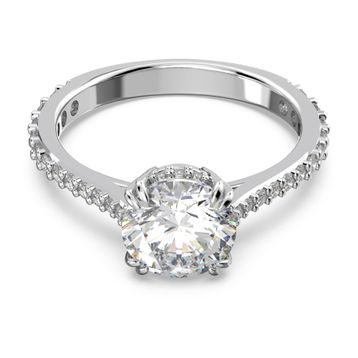 Swarovski 5645252 58 Constella Round Pave Princess Cut Beyaz Rodyum Kaplama Yüzük