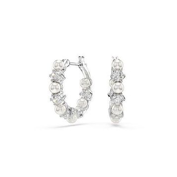 Swarovski 5709256 Matrix Pe Pearl Hoops White-Rhs Küpe