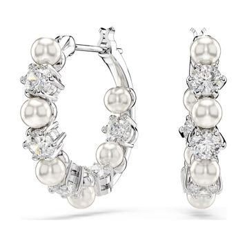 Swarovski 5709256 Matrix Pe Pearl Hoops White-Rhs Küpe