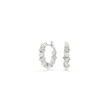 Swarovski 5709256 Matrix Pe Pearl Hoops White-Rhs Küpe