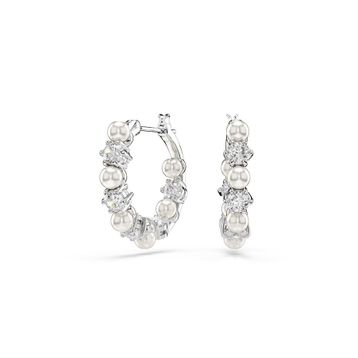 Swarovski 5709256 Matrix Pe Pearl Hoops White-Rhs Küpe