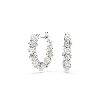 Swarovski 5709256 Matrix Pe Pearl Hoops White-Rhs Küpe