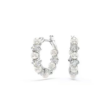 Swarovski 5709256 Matrix Pe Pearl Hoops White-Rhs Küpe