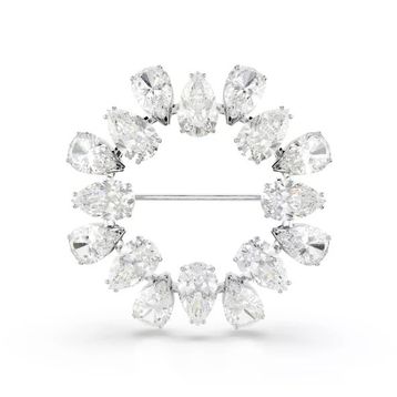 Swarovski 5714646 Matrix Brooch Pear White-Rhs Broş