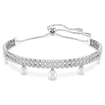 Swarovski 5720870 SS25 Capsule Bracelet Prl Whi-Rhs M Bilezik