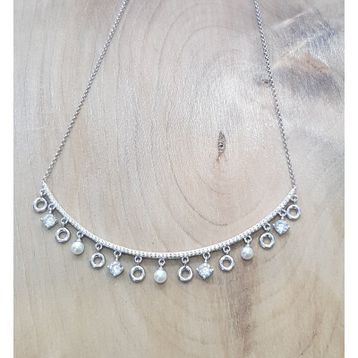 Swarovski İncili Taşlı Tasarım Gümüş Kolye