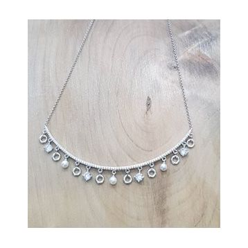 Swarovski İncili Taşlı Tasarım Gümüş Kolye