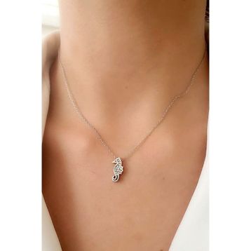 Swarovski Taşlı Deniz Atı Figürlü Gümüş Kolye