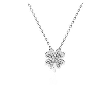 Swarovski Taşlı Yonca 925 Ayar Gümüş Kolye