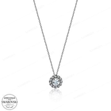 Swarovski Tek Taş 925 Ayar Gümüş Kolye