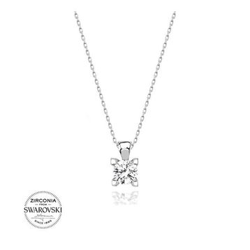 Swarovski Tek Taş 925 Ayar Gümüş Kolye
