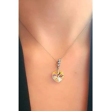 Swarovski Zirconia Tektaş Kalp Figürlü 925 Ayar Gümüş Kolye
