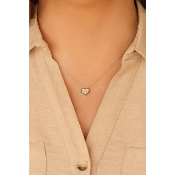 Swarovski Zirconia Tektaş Kalp Figürlü 925 Ayar Gümüş Kolye