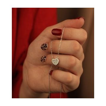 Swarovski Zirconia Tektaş Kalp Figürlü 925 Ayar Gümüş Kolye