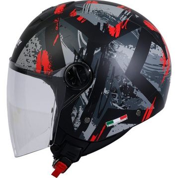 Sway SW-715 Poison Siyah-Gri-Kırmızı Yarım Kask
