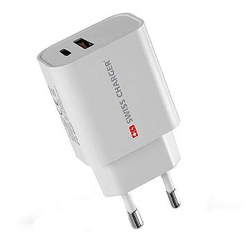 Swiss Charger SCH-40029 20 w Type-C ve Usb 2 Çıkışlı Hızlı Şarj Adaptörü