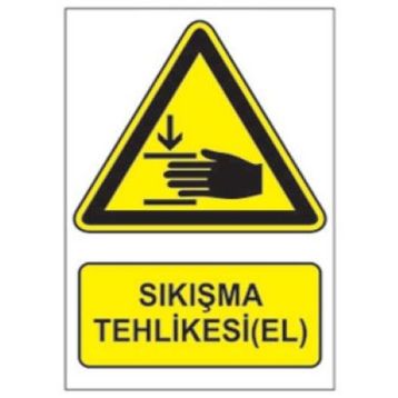 Sym STW019 Sıkışma Tehlikesi El Uyarı Levhası