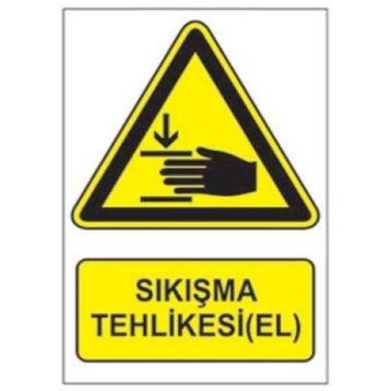 Sym STW019 Sıkışma Tehlikesi El Uyarı Levhası