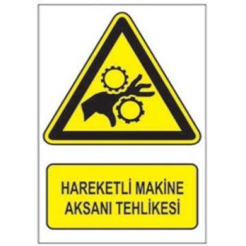 Sym STW053 Hareketli Makina Aksanı Tehlikesi Uyarı Levhası