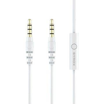 Syrox C118 Beyaz Audio 3.5 mm 1.5 m AUX Mikrofonlu Ses Aktarım Kablosu