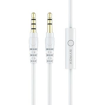 Syrox C118 Beyaz Audio 3.5 mm 1.5 m AUX Mikrofonlu Ses Aktarım Kablosu