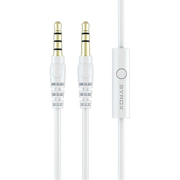Syrox C118 Beyaz Audio 3.5 mm 1.5 m AUX Mikrofonlu Ses Aktarım Kablosu