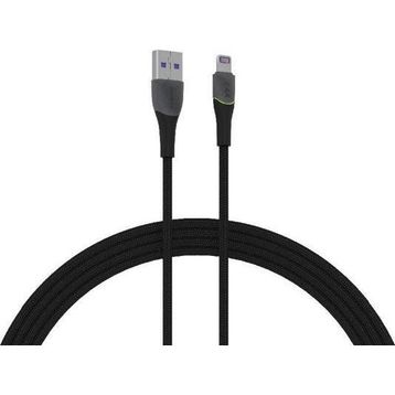 Syrox C136AL 2.4A 1.21 mt RGB Ledli Örgülü USB-A Lightning Siyah Şarj ve Data Kablosu