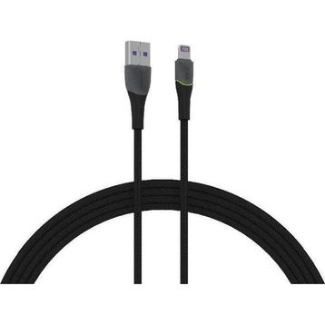 Syrox C136AL 2.4A 1.21 mt RGB Ledli Örgülü USB-A Lightning Siyah Şarj ve Data Kablosu