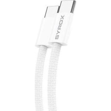 Syrox C146 60W PD 1 mt Örgülü Type-C Type-C Beyaz Şarj ve Data Kablosu