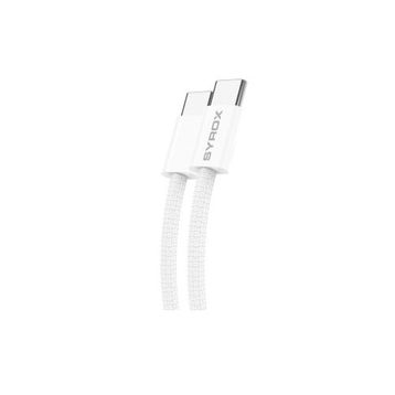 Syrox C146 60W PD 1 mt Örgülü Type-C Type-C Beyaz Şarj ve Data Kablosu