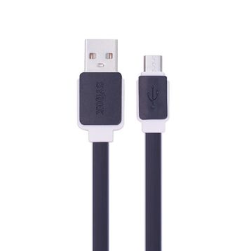 Syrox C63 Yassı 2.0a 1.2 mt Siyah Micro Usb Şarj ve Usb Data Kablosu