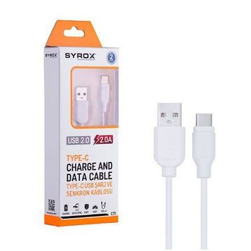 Syrox C71 Type-C Beyaz 1.2 mt Şarj Kablosu
