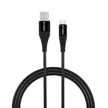 Syrox C89 2.0A 1 mt Micro USB Metal Siyah Data Şarj Kablosu