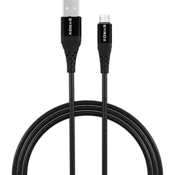 Syrox C89 2.0A 1 mt Micro USB Metal Siyah Data Şarj Kablosu
