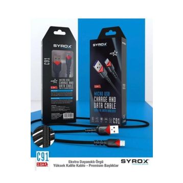 Syrox C91 Micro USB Hızlı Data Ve Şarj Kablosu