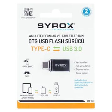 Syrox DT13 USB Giriş Type-C Uç Çıkışlı Otg Dönüştürücü