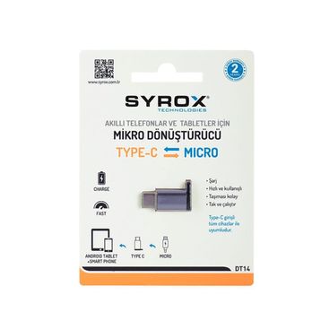 Syrox DT14 Micro Giriş Type-C Uç Çıkışlı Otg Dönüştürücü
