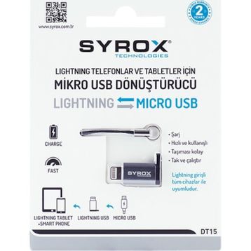 Syrox DT15 Micro Usb Apple İphone Lightning Dönüştürücü