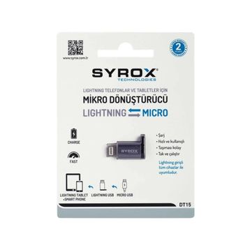 Syrox DT15 Micro USB to Lightning Çevirici Adaptör