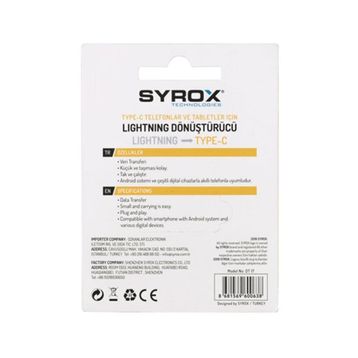 Syrox DT17 Lightning Type-C Dönüştürücü