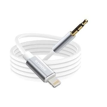 Syrox DT24L-J Lightning 3.5 mm 1 mt AUX Dönüştürücü Beyaz Ses Kablosu