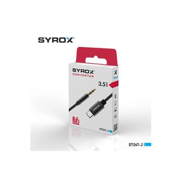 Syrox DT24T-J Type-C 3.5 mm 1 mt AUX Dönüştürücü Beyaz Ses Kablosu