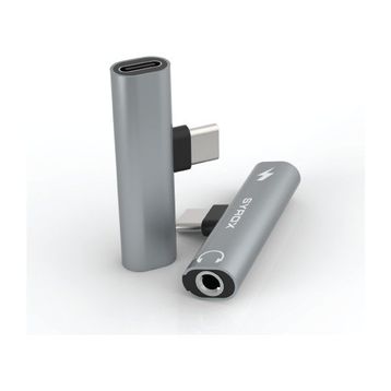 Syrox DT30T-TA Maxi Type-C 1X Type-C+1x3.5 mm AUX Gri Ses ve Şarj Ayırıcı Dönüştürücü