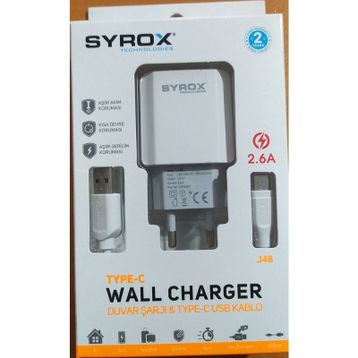 Syrox J48 Type-C Girişli 2.6A Hızlı Şarj