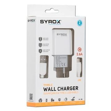 Syrox J48 Type-C Girişli 2.6A Hızlı Şarj