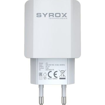 Syrox J51 Başlık 2.6A Beyaz Hızlı USB Şarj Adaptörü