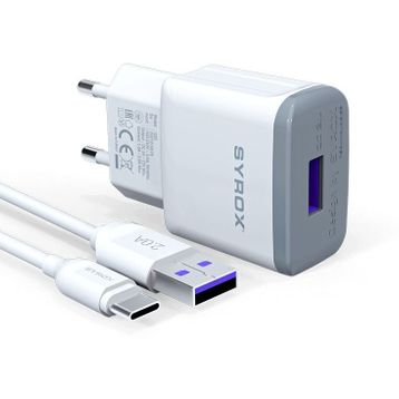 Syrox LeEco Le S3 Uyumlu Type-C Şarj Aleti + Şarj Kablosu